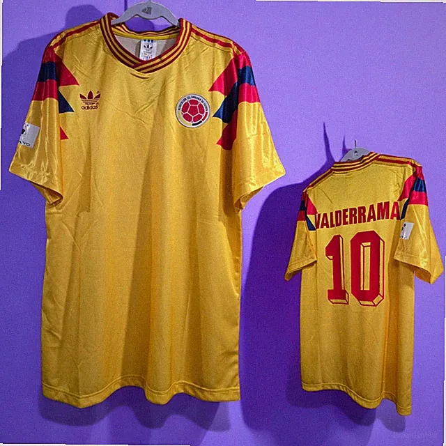 COLOMBIA HOME World Cup 90 - JERSEY RETRO- VALDERRAMA 10 - Medium (Run Small)