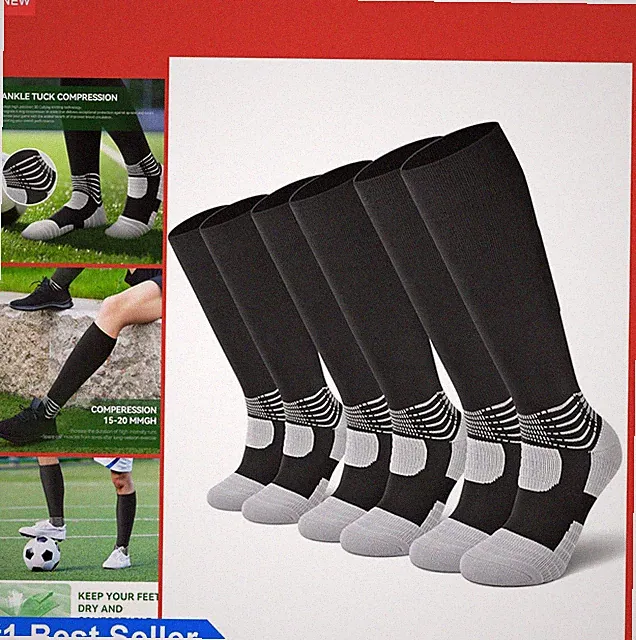 Compression Soccer Socks Youth Boys Men Ankle Support Anti-Slip Coolmax