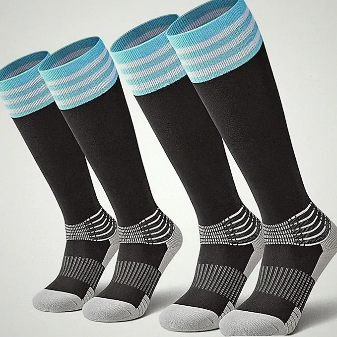 Compressive Soccer Socks Ankle Compression Support Coolmax Wicking Anti-Slip Med