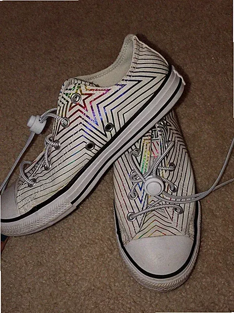 Converse Chuck Taylor All Star CTAS OX Metallic Rainbow Sneakers Junior Sz 3