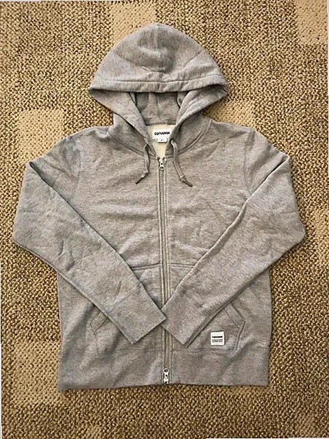 Converse Full Zip Hoodie Sweatshirt Jacket Essentials Sportswear Gray Men's M