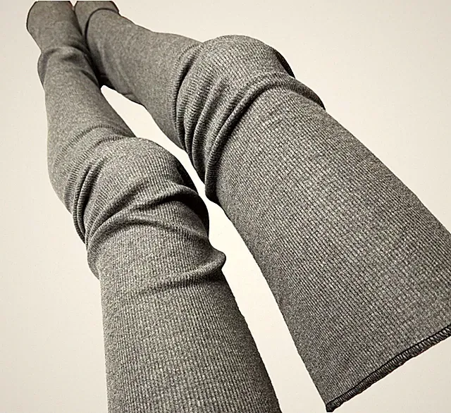 Cotton Leg Warmers Gray Ribbed Thigh Highs Over Knee Socks Summer Sun Protection