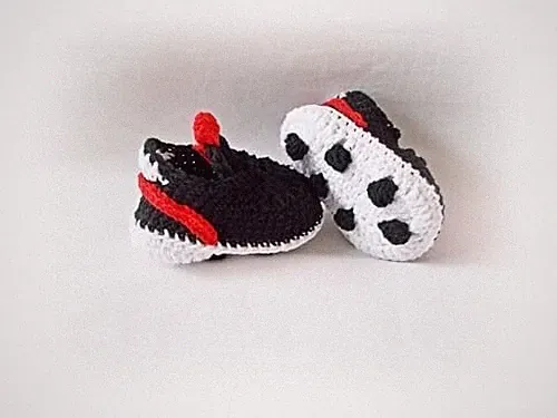 Crochet baby Black Soccer Shoes, Baby's First Cleats, Baby Sports Football boots