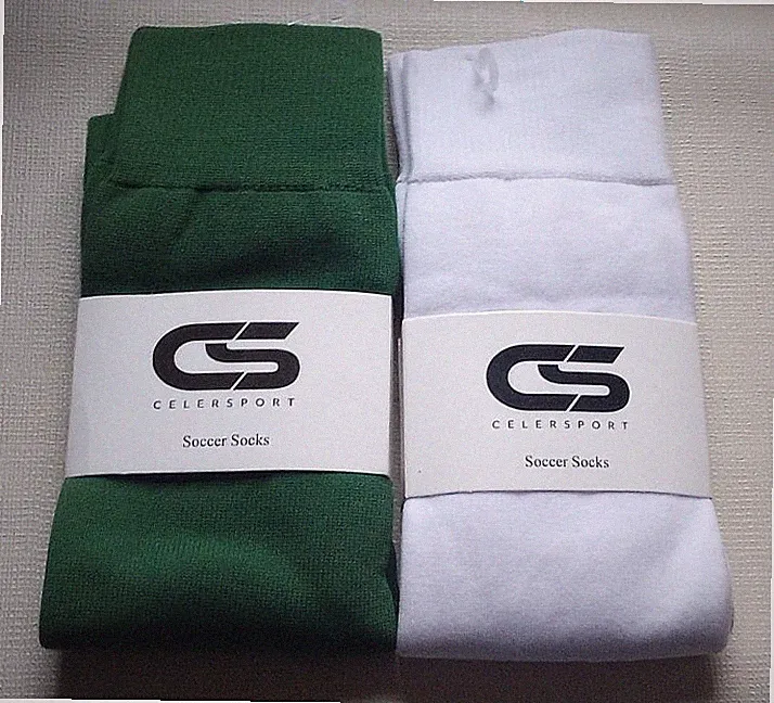 CS CelerSport Adult One Size Knee High Soccer Socks 1 White and 1 Green