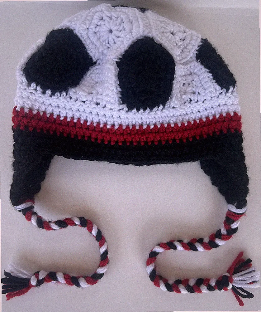 Custom Handmade Crocheted Knit Hat One of Kind Beanie Soccer Ball Pattern