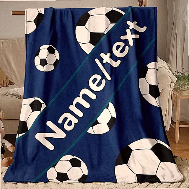 Custom Name Soccer-Themed Flannel Blanket - Soft, Lightweight Throw√