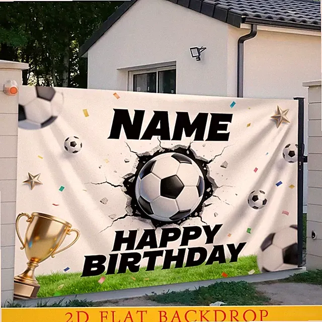 Customizable Soccer Birthday Backdrop Photography Cloth Background Cloth Party◐
