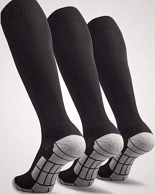 CWVLC Boy's Soccer Socks Youth Sport 3 Pairs Team Small, 3-pair Black
