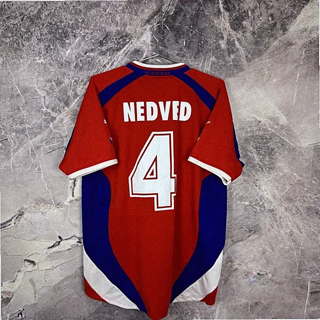 Czech Republic 2000 2002 Home Soccer Jersey Puma #4 Nedved Size L Vintage