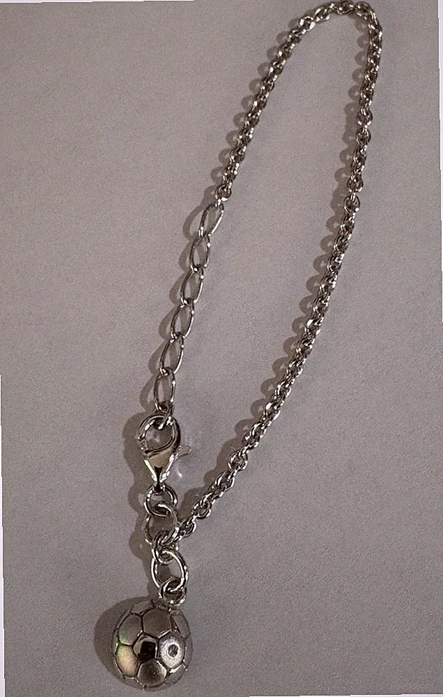 silver soccer bracelet