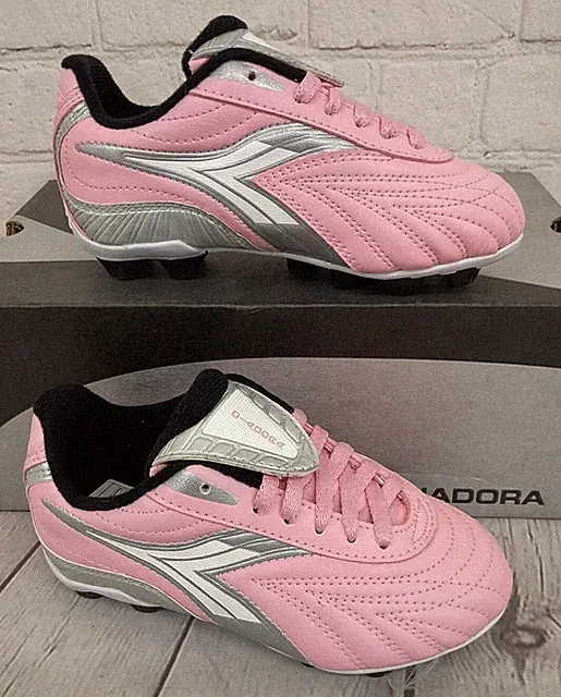 Diadora 154124 C407 Furia MD Youth Girl's Soccer Cleats Pink Charcoal US Size 10