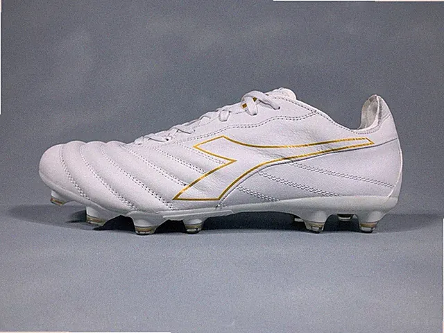 Diadora Brasil Elite Firm Ground Leather Soccer Cleats White Gold 175636 Mens 12
