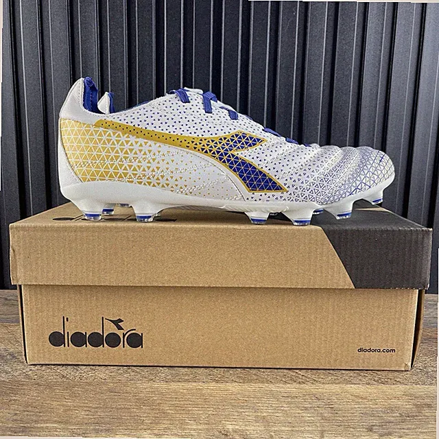 Diadora Brasil Elite GR LT LP12 Sz 7.5 Mens Sz 9 Womens White Blue Soccer Cleats
