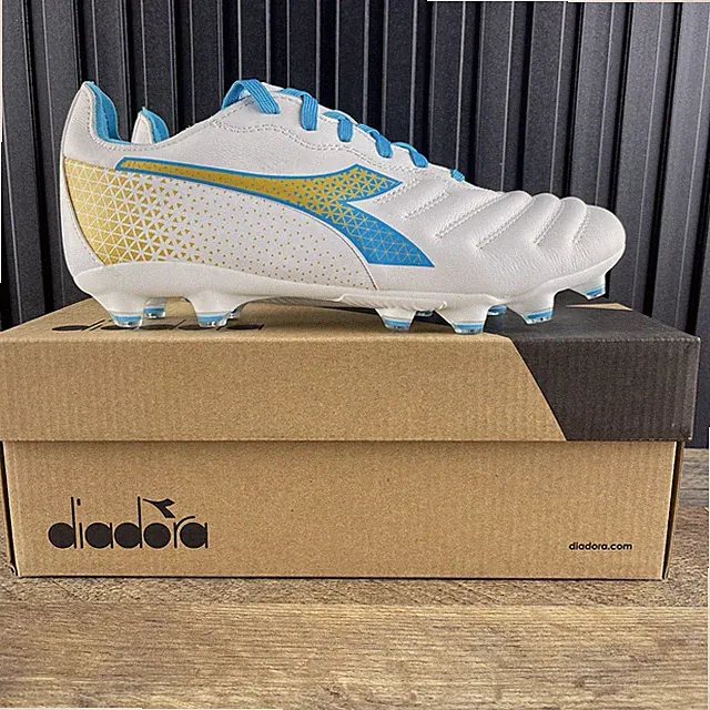 Diadora Brasil Elite GR LT W LP 12 Size 8 Womens White Blue Gold Soccer Cleats