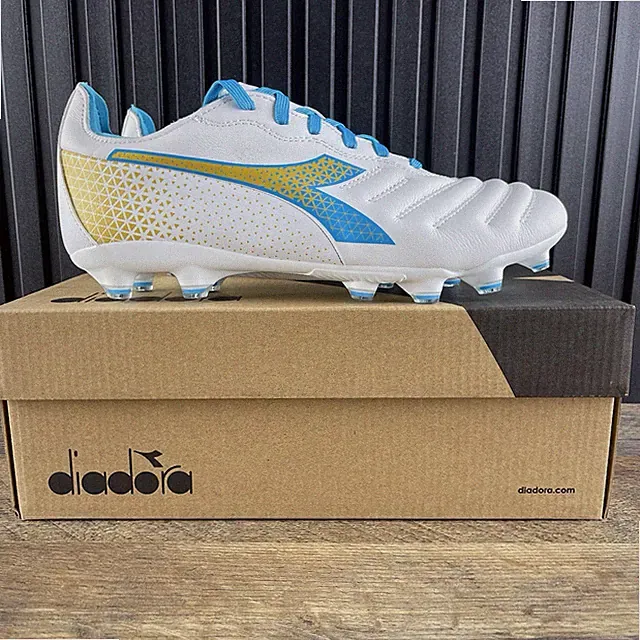 Diadora Brasil Elite GR LT W LP 12 Size 9 Womens White Blue Gold Soccer Cleats