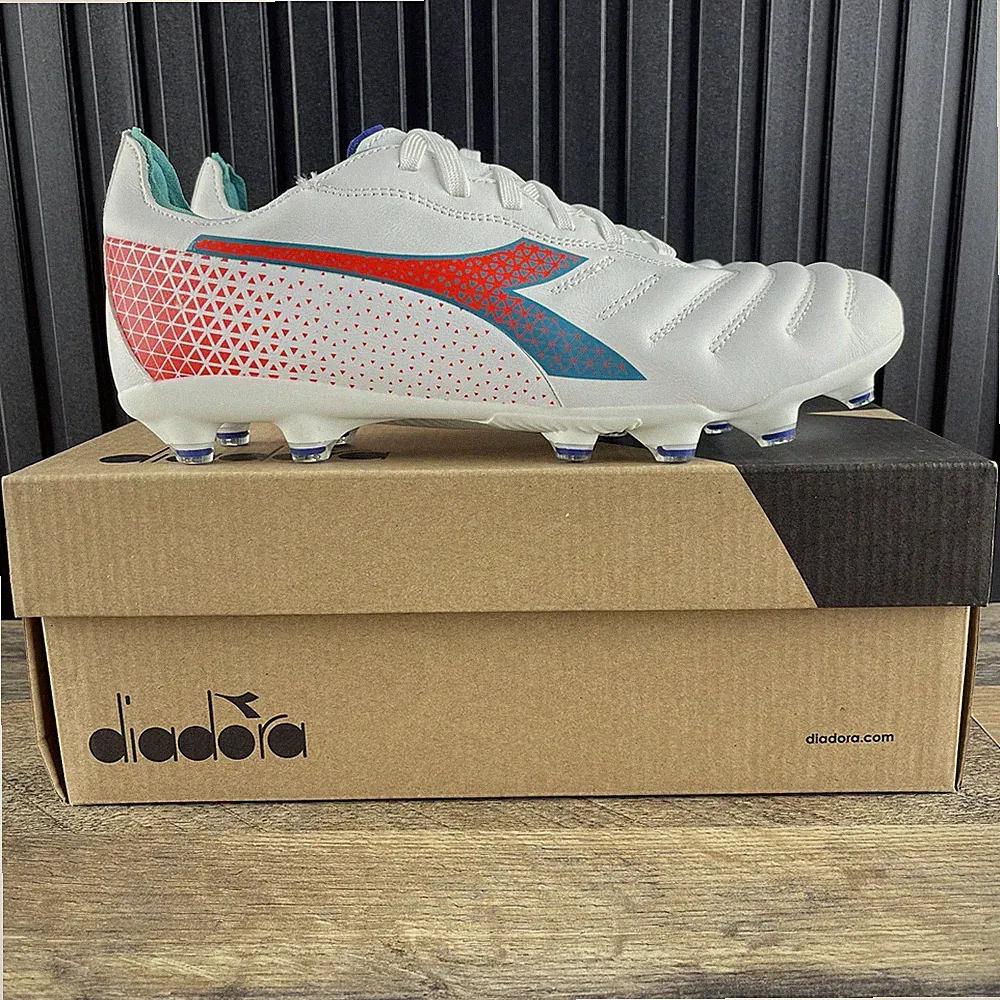 Diadora Brasil Elite GR LT W LP12 Size 9 Womens White Blue Red Soccer Cleats
