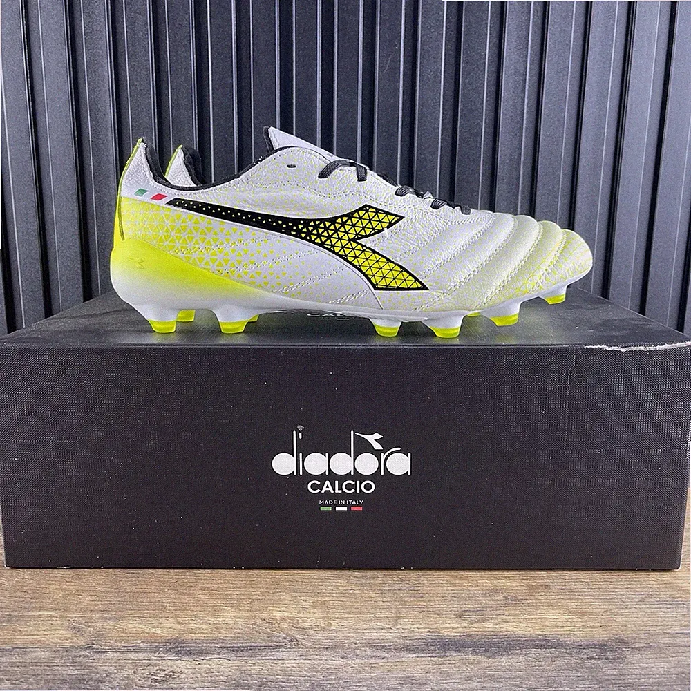 Diadora Brasil Elite GR Size 9 Mens White Black Soccer Cleats
