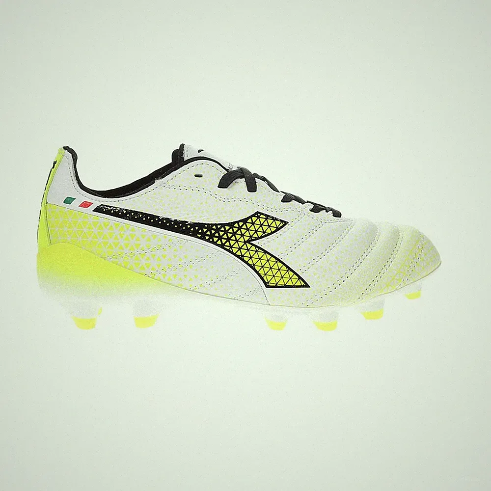 diadora Brasil Elite Tech Gr Ita Lpx Soccer Cleats Mens White, Yellow Sneakers A