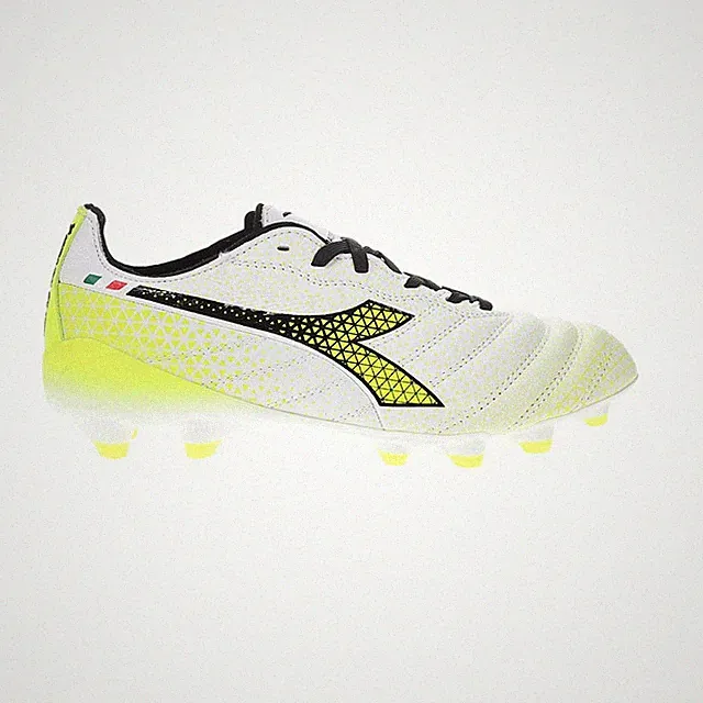 diadora Brasil Elite Tech Gr Ita Lpx Soccer Cleats Mens White, Yellow Sneakers A
