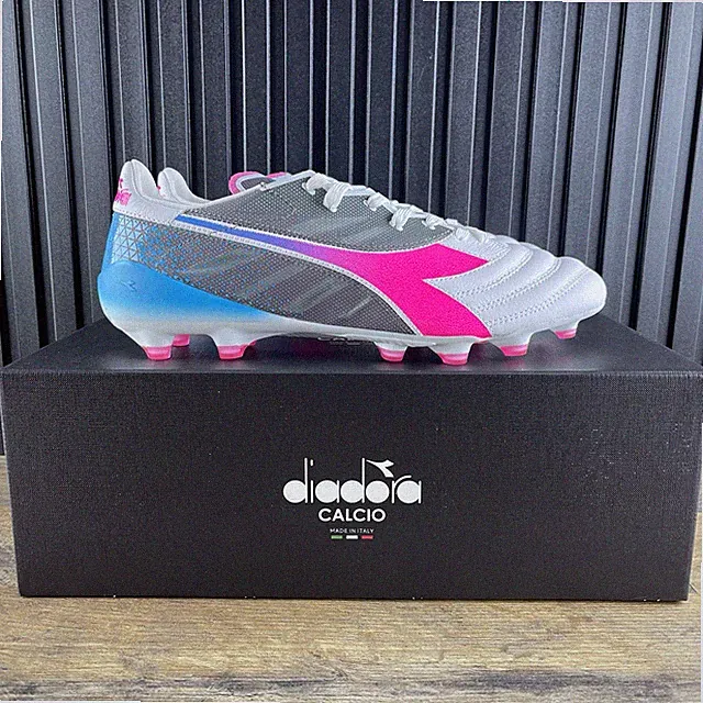Diadora Brasil Elite Veloce GR ITA LPX Sz 11.5 Mens White Pink Blue Soccer Cleat