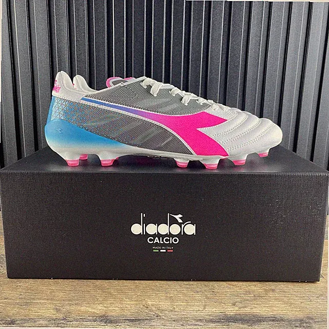 Diadora Brasil Elite Veloce GR ITA LPX Sz 12 Mens White Pink Blue Soccer Cleat