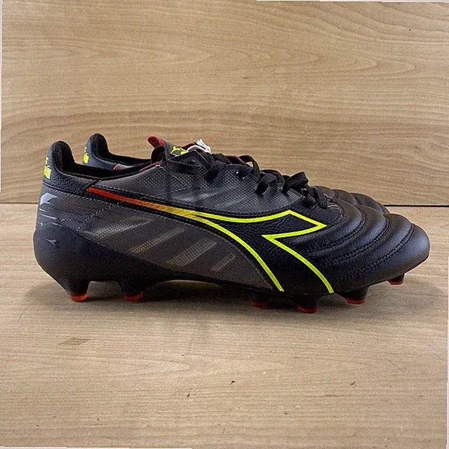 Diadora Brasil Elite Veloce Womens Sz 9 Mens Sz 7.5 Black Red Soccer Cleats