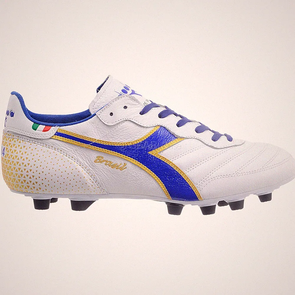 Diadora Brasil Italy OG GR LT+ MDPU Mens Soccer Cleats, White Blue, Pick Size