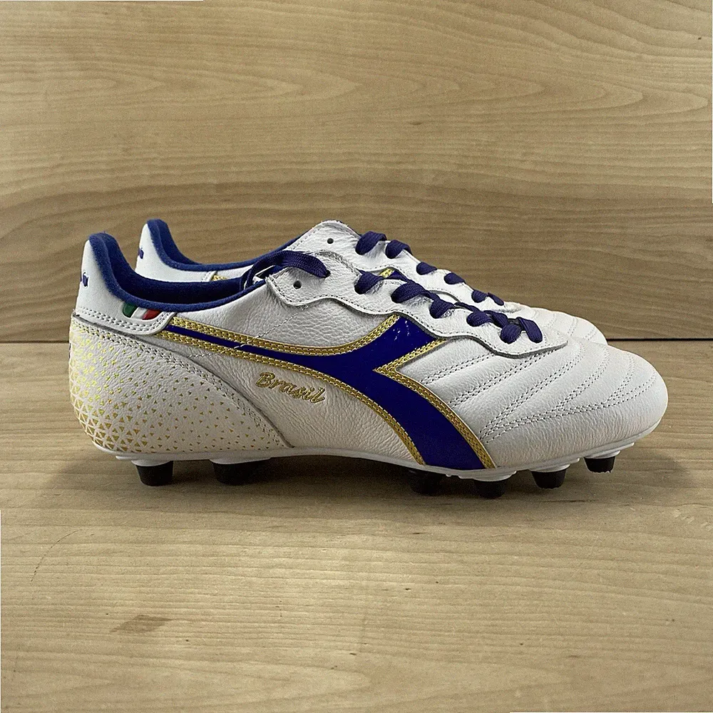 Diadora Brasil Italy OG GR LT+ MDPU Size 8.5 Women White Blue Gold Soccer Cleats
