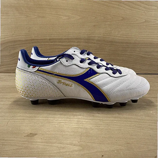 Diadora Brasil Italy OG GR LT+ MDPU Size 9 Women' White Blue Gold Soccer Cleats