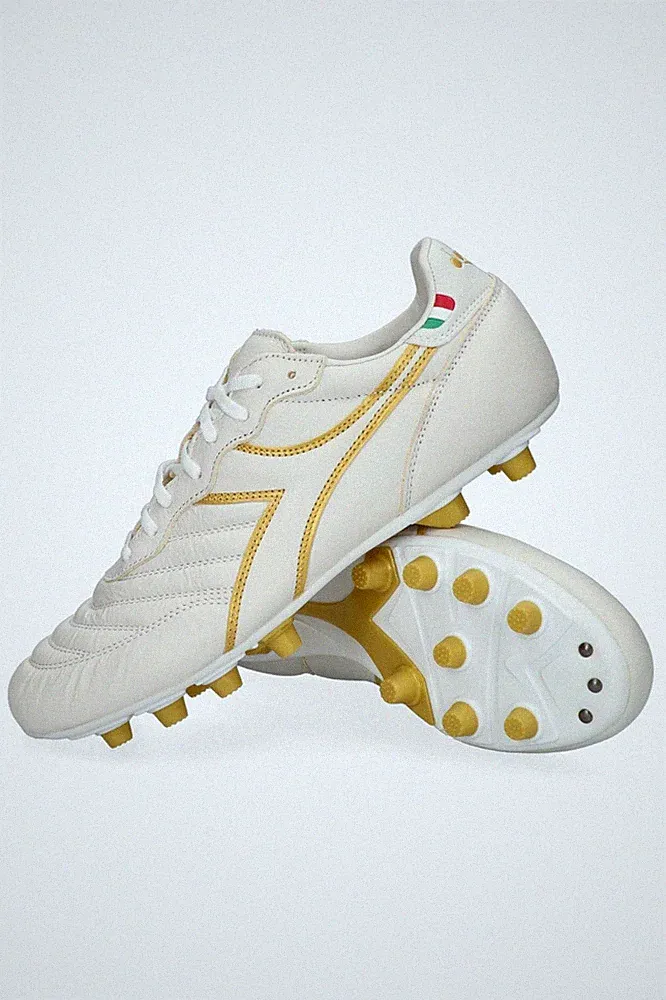 Diadora Brasil Italy OG LT+ MDPU Firm Ground Beige Gold Cleats Size US 7 / EU 40