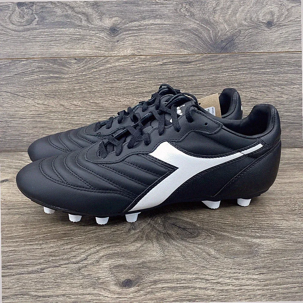 Diadora Brasil LT MDPU Men's Soccer Cleats Black White Size 8.5