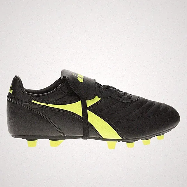 diadora Brasil Lt T Mdpu Soccer Cleats Mens Black, Yellow Sneakers Athletic Shoe
