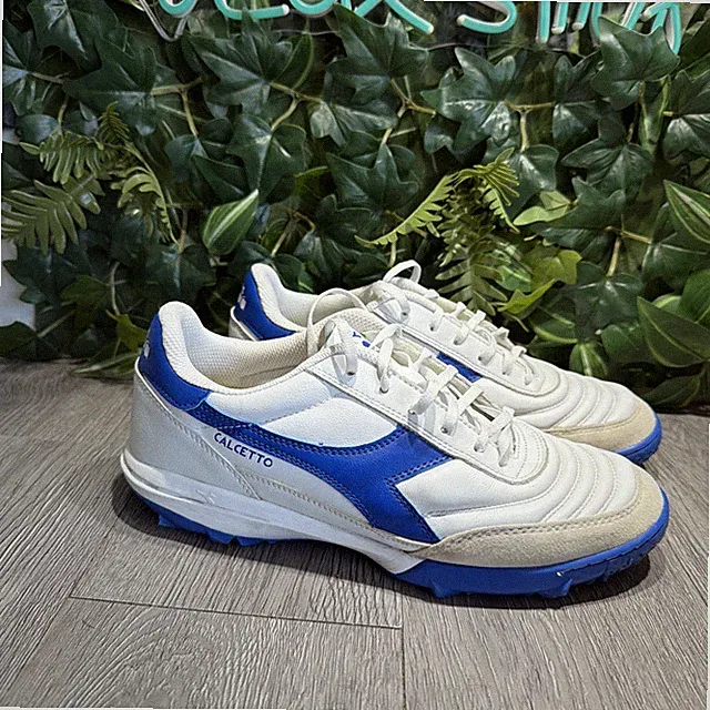 Diadora Calcettoturf Men’s Indoor Soccer Futbol Shoes White Blue size 10.5