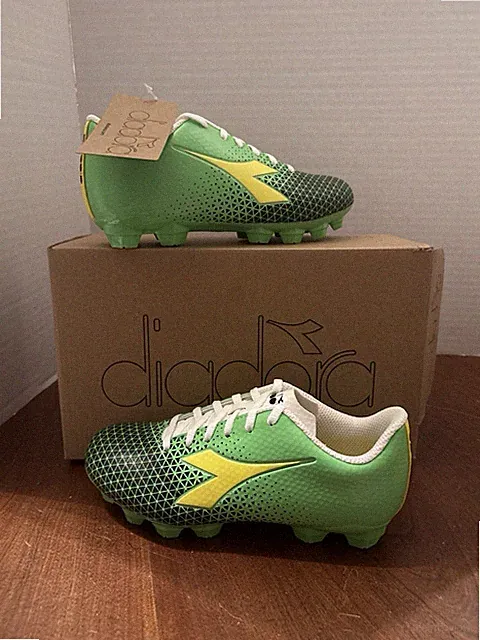 diadora Cattura Gr Lpu Firm Ground Soccer Cleats Youth Green Sneakers Sz 3 New