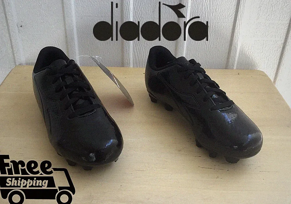 Diadora Cattura MD Jr Soccer Shoes FG Little Kids Size 2.5 Black Football Cleats