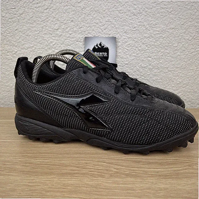 Diadora Italia AIA Logo Black Mesh Turf Soccer Football Shoes Size 6 Wmn 7.5