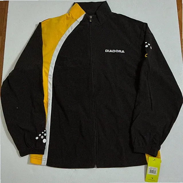 Diadora Serie A Track Jacket Mens M Black Yellow Full Zip Warm Up Soccer NWT