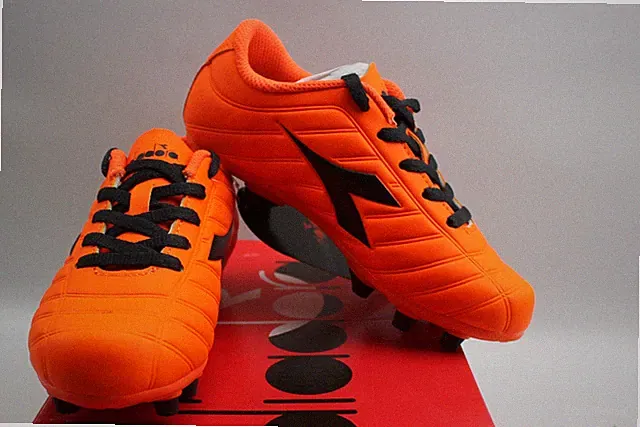 Diadora Soccer Cleats Black and Orange Youth 12 Black Laced/ Black Bottoms