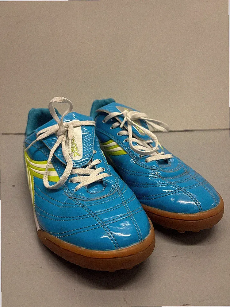 Diadora Soccer Sneakers Women's 8.5 Blue Green Gum Sole Lace Up Blue GreenLime
