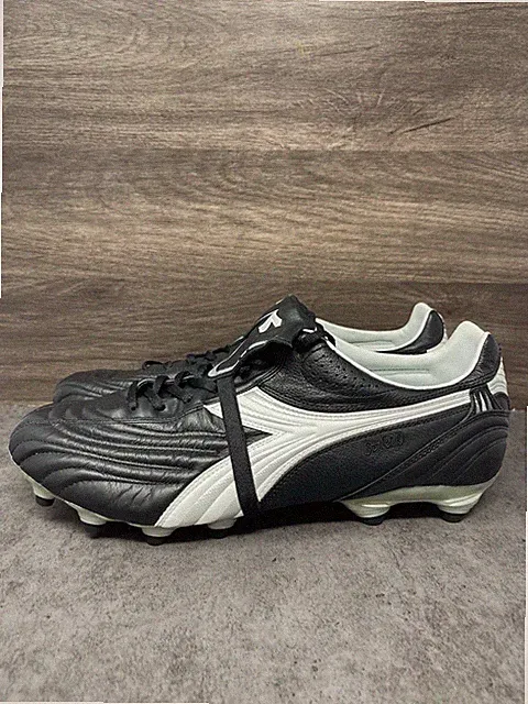 Diadora Stadio OG II FG Soccer Cleats Black White Men's Size 13 Kangaroo Leather