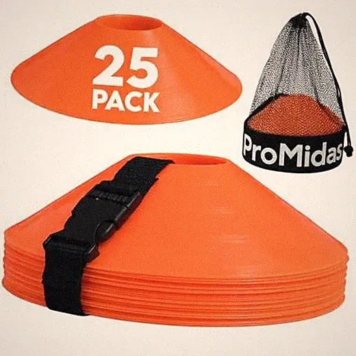 Disc Soccer Cones for Training Kids - 25/50/100/200 Small Orange - 25 Pack