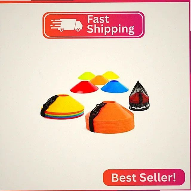 Disc Soccer Cones for Training Kids - 40 (Multi Colors) Small Plastic Cones for