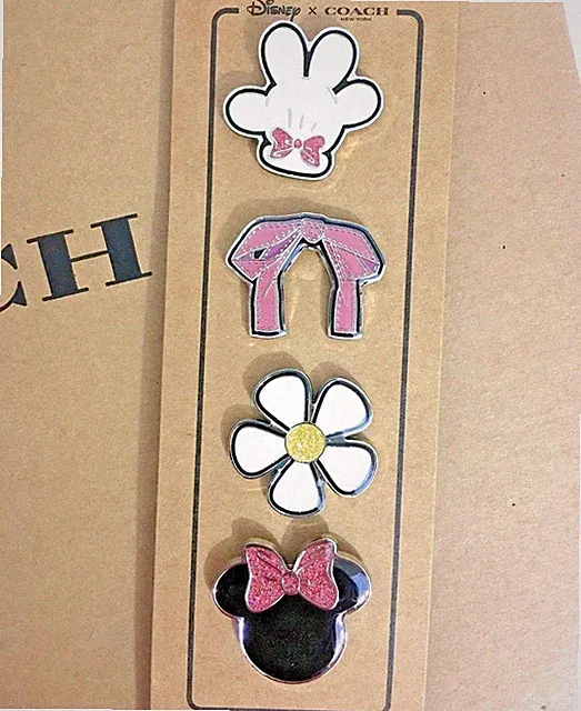 Disney Coach minnie mouse holiday pin set 4pc Mickey gift school bag travel =