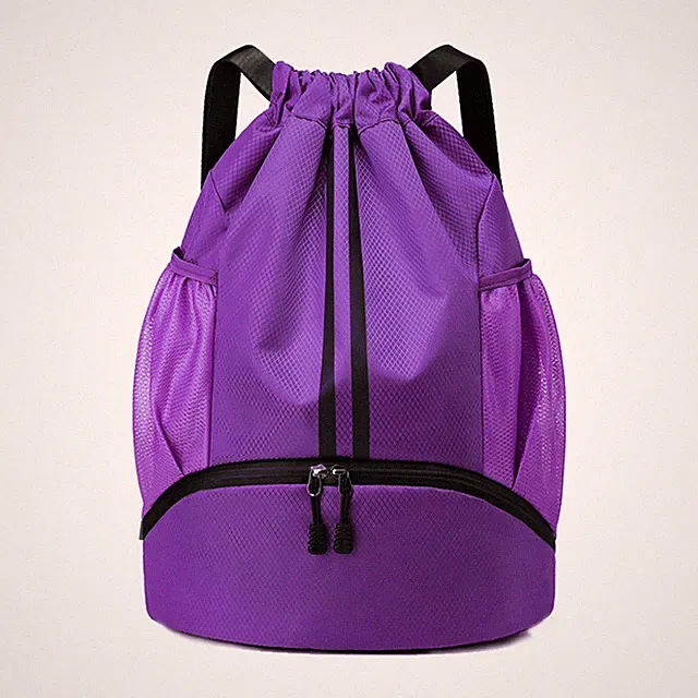 Drawstring Backpack Gym Bag with Shoes Compartment for Soccer, Basketball, Sw...