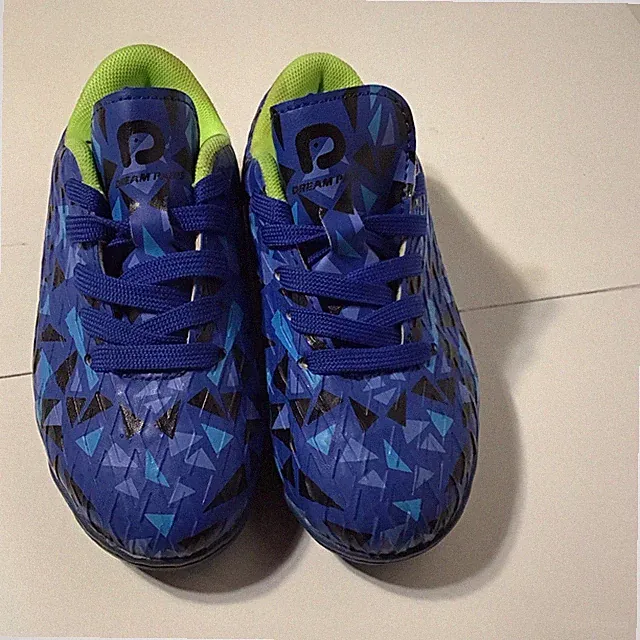 Dream Pair Kids Turf Soccer Cleats Shoes Blue Neón Green Geométric Size 10