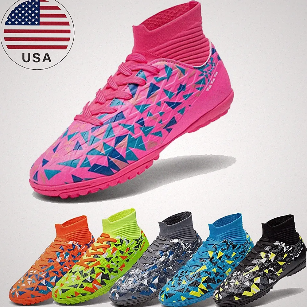 DREAM PAIRS Boys Girls Indoor Soccer Shoes High Top Comfortable Football Shoes