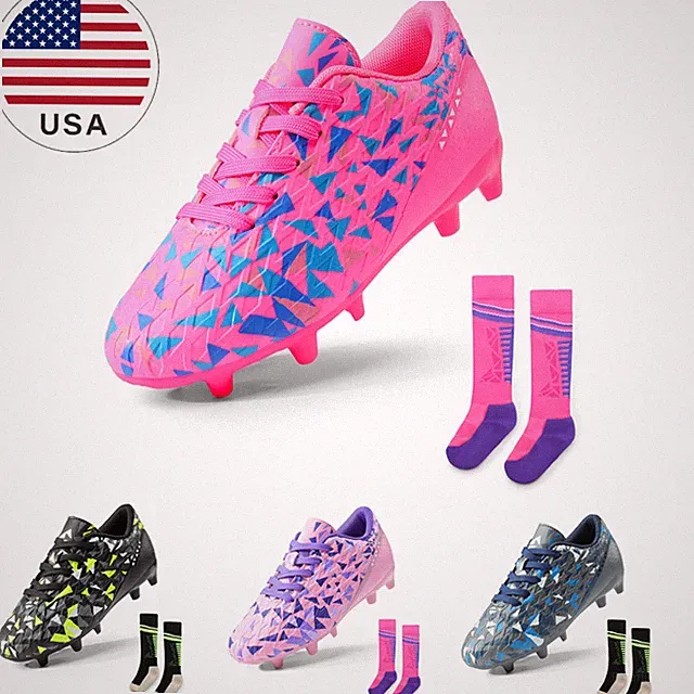 DREAM PAIRS Boys Girls Soccer Cleats Firm Groud Sports Trainning Football Shoes