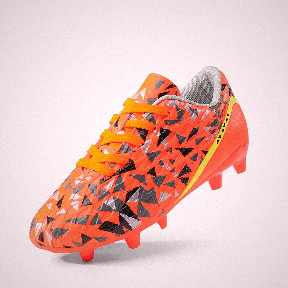 DREAM PAIRS Boys Girls Soccer Cleats,Orange,5 Big Kid