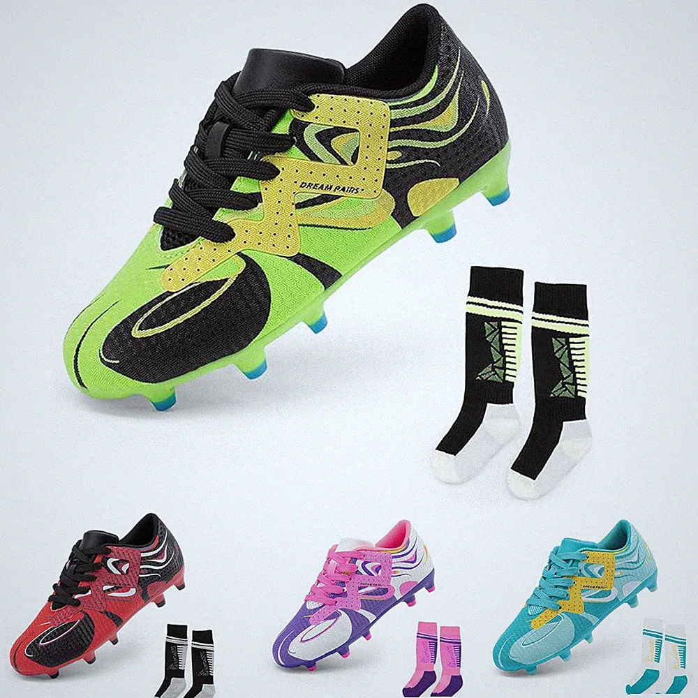 DREAM PAIRS Boys Girls Soccer Cleats Youth Firm Groud Sport Football Cleats