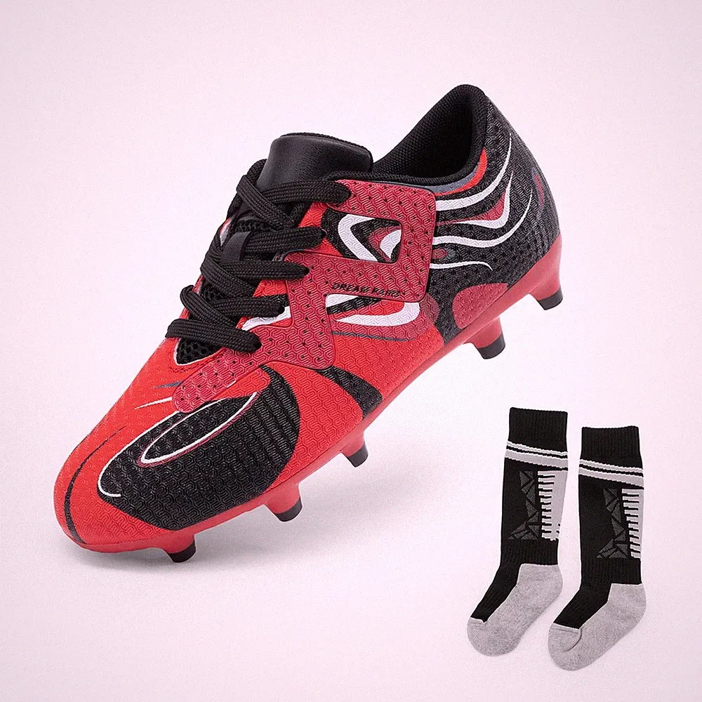 DREAM PAIRS Boys Girls Soccer Cleats Youth Firm Groud Sport Football Cleats w...